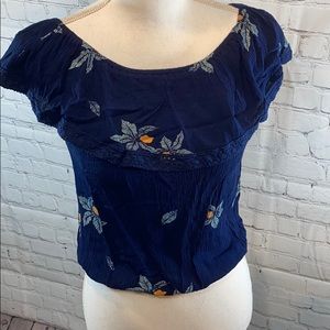 MOSSIMO Off The Shoulder Top Blue Floral-Small